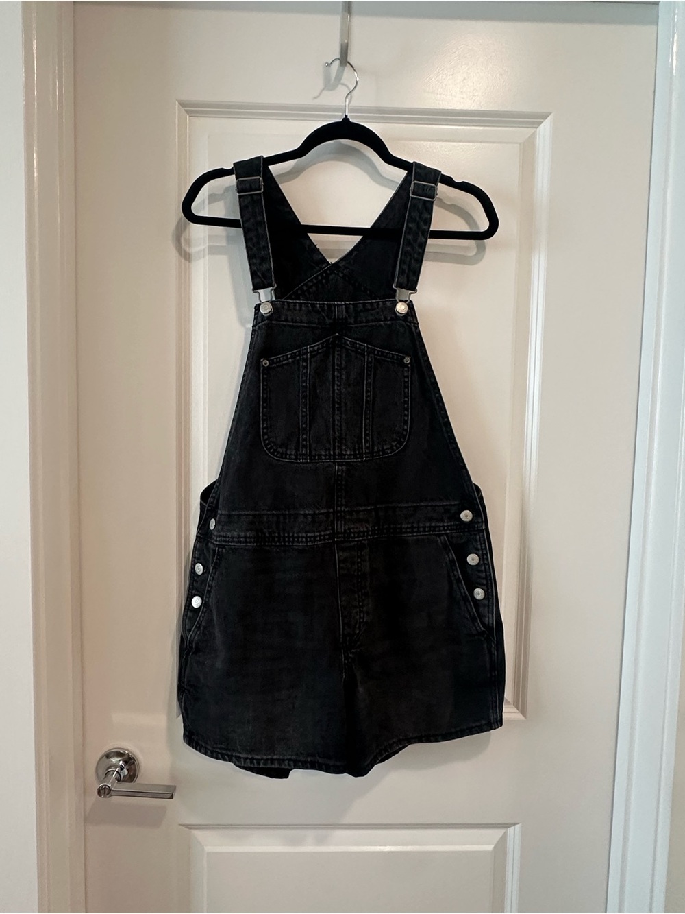 Old Navy Black Denim Overalls (shorts)